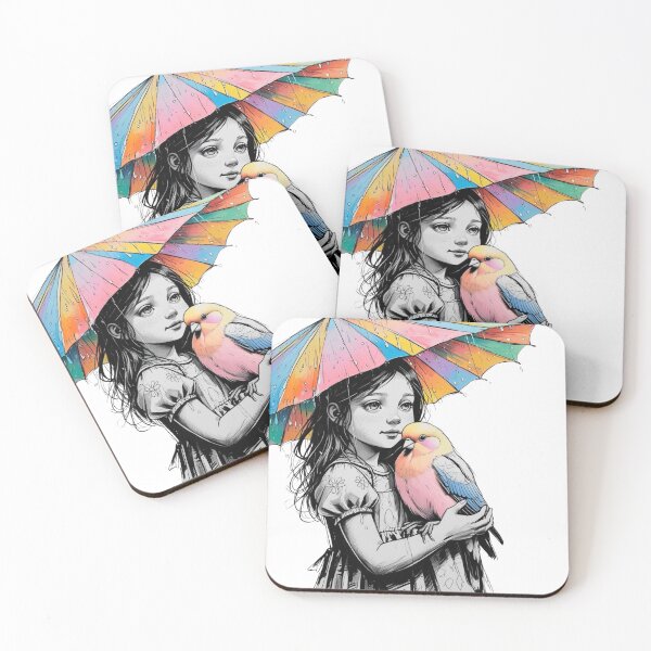 Item preview, Girl With a Parrot and a Colorful Umbrella 3 designed and sold by AlinaSCorner.
