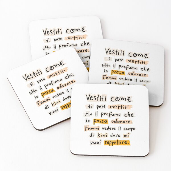 Item preview, "Vestiti come ti pare mettiti tutto il profumo che io possa odorare. Fammi vedere il campo di kiwi dove mi vuoi seppellire." titolo: Calcutta citazione “Kiwi” brano Evergreen designed and sold by fuffu.