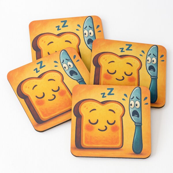 Item preview, Pain endormi & couteau effrayé – Dessin Kawaii amusant  Sleeping Toast & Scared Knife – Funny Kawaii Design designed and sold by Drawingshirts.