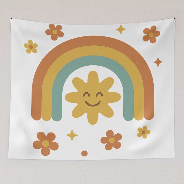 Item preview, Retro Rainbow Smiling Sun – Feel Good Aesthetic designed and sold by Threadoir.