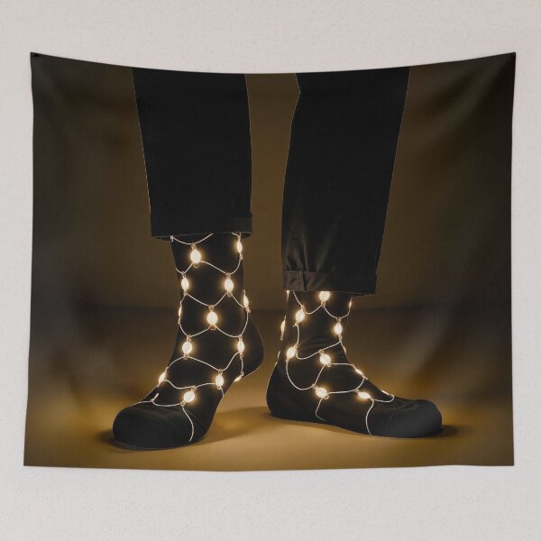 Item preview, Glowing Christmas Light String on Black Socks designed and sold by Maria Dryfhout.