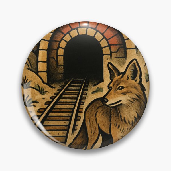 Item preview, TrainTattoo Artist Retro Poster Folk Punk Railroad Vintage Coyote designed and sold by Wild Blood Designs.
