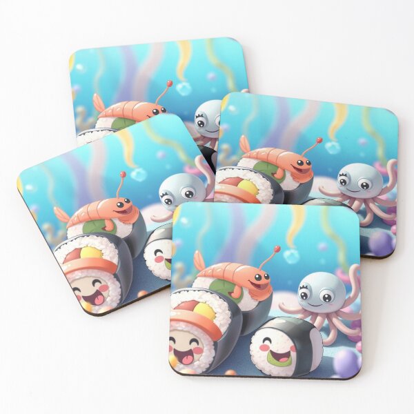 Item preview, Sushis rigolos et créatures marines – Art kawaii sous-marin.  Funny Sushi & Sea Creatures – Kawaii Underwater Art  designed and sold by Drawingshirts.
