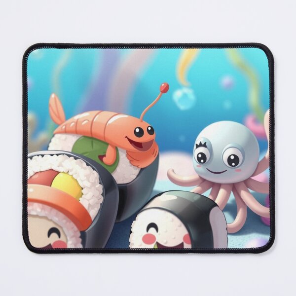 Item preview, Sushis rigolos et créatures marines – Art kawaii sous-marin. Funny Sushi & Sea Creatures – Kawaii Underwater Art designed and sold by Drawingshirts.