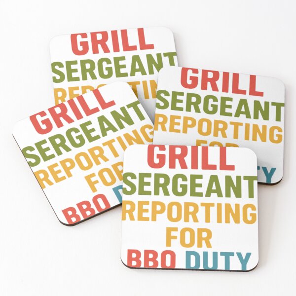 Item preview, “Grill Sergeant — Reporting for BBQ Duty” — Funny Retro Dad BBQ Shirt designed and sold by RetiredAndRude.