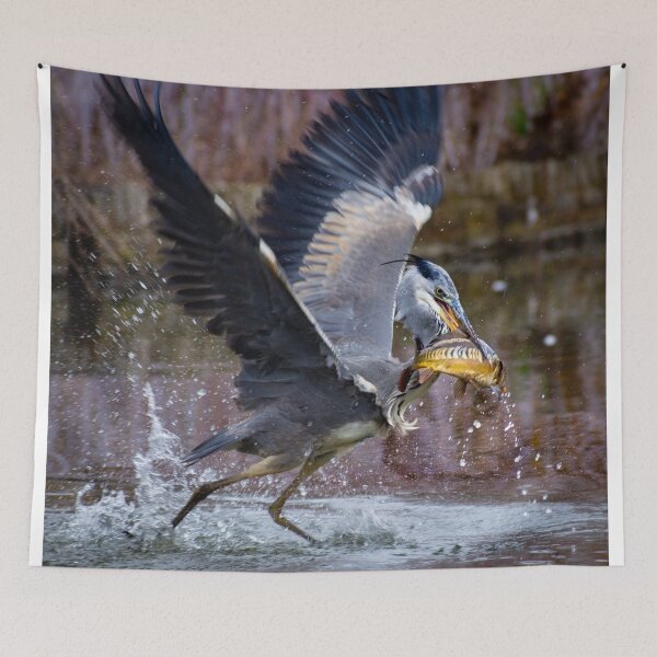 Item preview, Grey Heron fishing designed and sold by Still Wild.