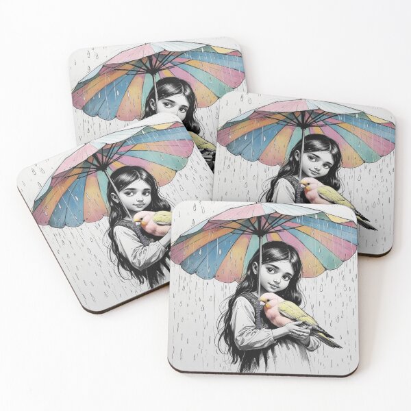 Item preview, Girl With a Parrot and a Colorful Umbrella 4 designed and sold by AlinaSCorner.