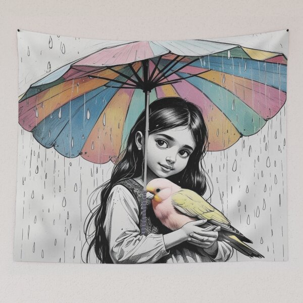 Item preview, Girl With a Parrot and a Colorful Umbrella 4 designed and sold by AlinaSCorner.