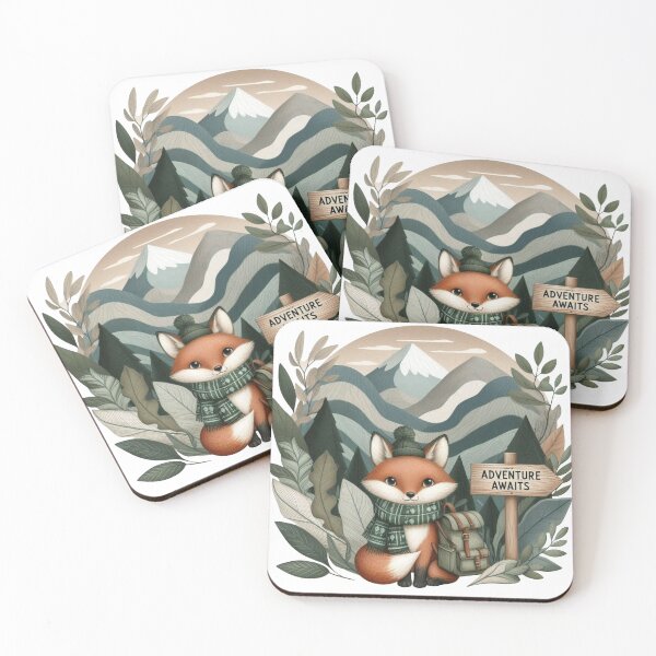 Item preview, Adventure Awaits” Fox • Cute Fox Backpack Painting • Travel Quote Illustration designed and sold by UmcommonGoods.