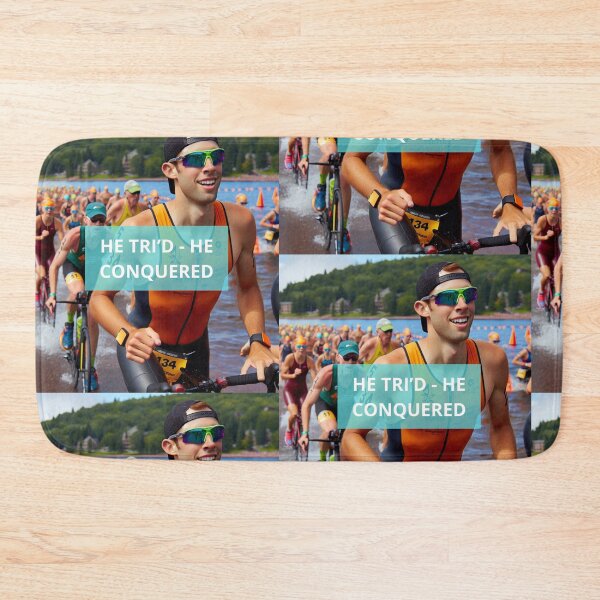 Item preview, He Tri’d — He Conquered | Triathlon Motivation Design designed and sold by Triathlongram.