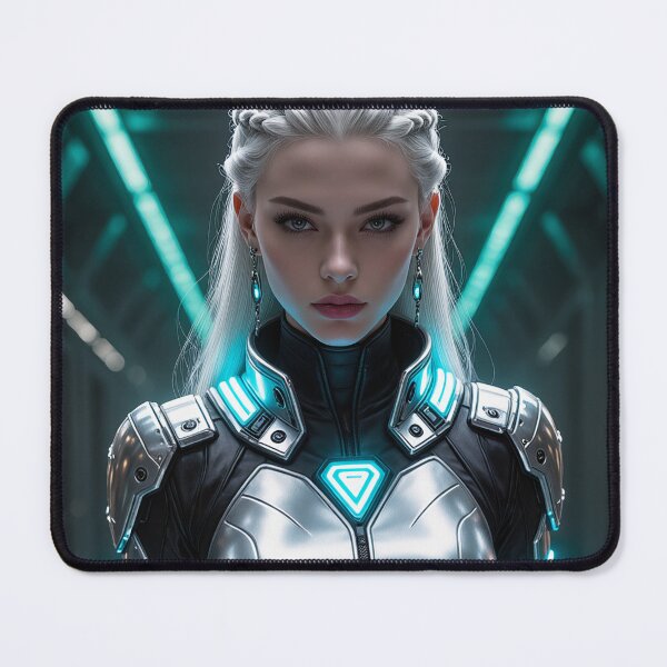 Item preview, Cyber Siren – Futuristic Neon Warrior Woman designed and sold by ArtiQreate.