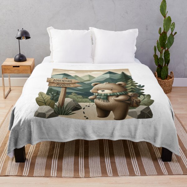 Item preview, Adventure Awaits” bear • Cute bear Backpack Painting • Travel Quote Illustration designed and sold by UmcommonGoods.