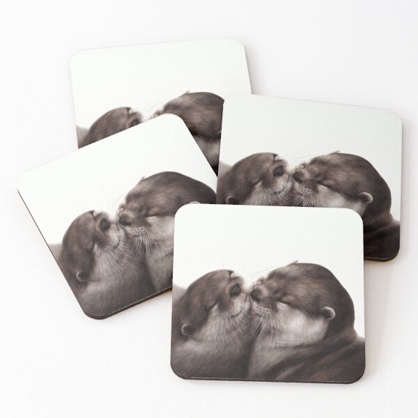 Item preview, Hand Painted Kissing Otters Artwork designed and sold by Brush & Soul.