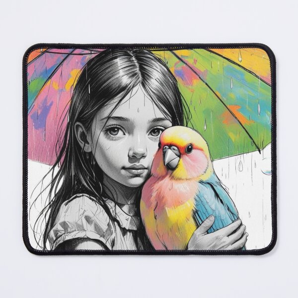 Item preview, Girl With a Parrot and a Colorful Umbrella 5 designed and sold by AlinaSCorner.