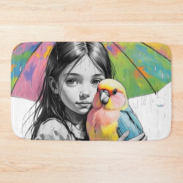 Item preview, Girl With a Parrot and a Colorful Umbrella 5 designed and sold by AlinaSCorner.