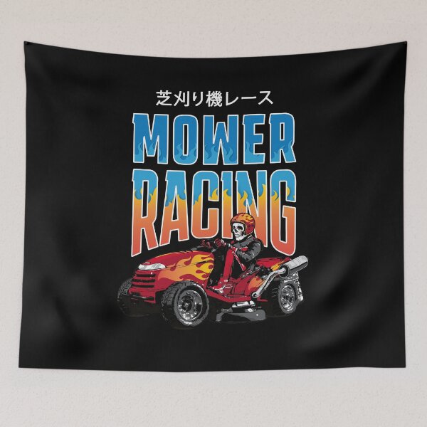 Item preview, Lawnmower Racing - Flames - White Text - Lawn Mower Racing designed and sold by RaceDayRags.