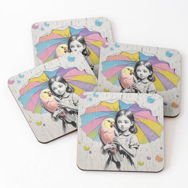 Item preview, Girl With a Parrot and a Colorful Umbrella 6 designed and sold by AlinaSCorner.