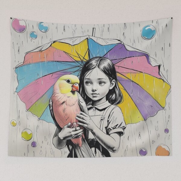 Item preview, Girl With a Parrot and a Colorful Umbrella 6 designed and sold by AlinaSCorner.
