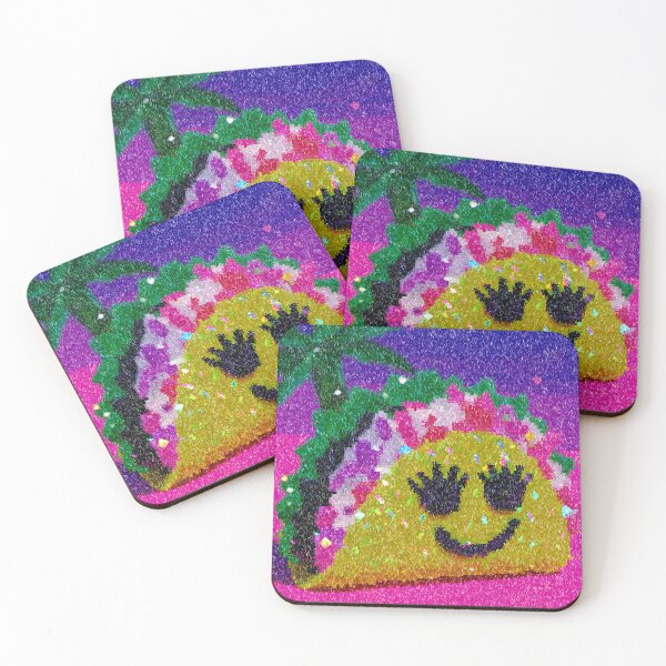 Item preview, Smiling Pixel Glitter Taco Under Palm Tree designed and sold by bubblegoth.