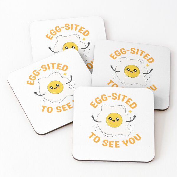 Item preview, Egg-sited To See You – Cute Kawaii Egg Pun designed and sold by DoodleTroveArt.