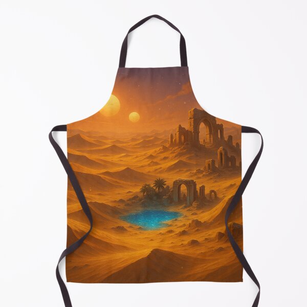 Item preview, Mystical desert with oasis and ruins – twin suns in an alien sky designed and sold by LoomisDreams.