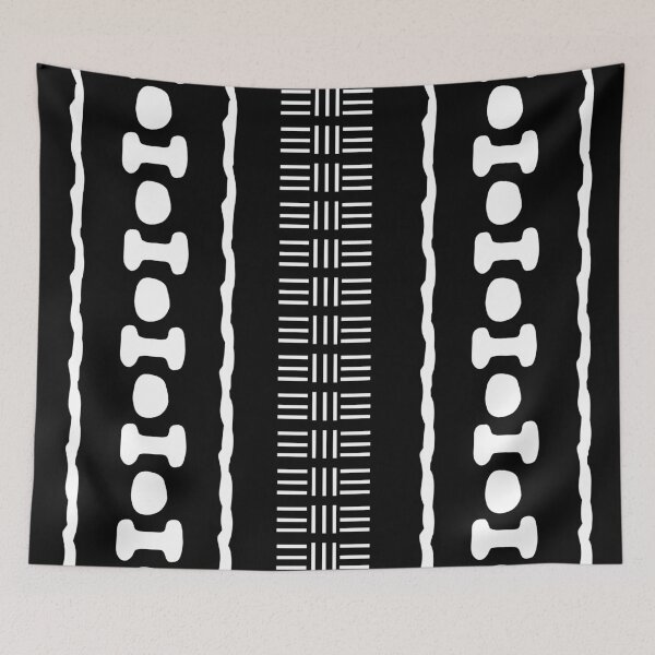 Item preview, Black and White African Talking Drum Mud Cloth Design designed and sold by funkyvibes.