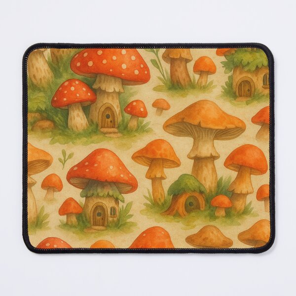 Item preview, Fairy mushroom houses – watercolor fantasy illustration designed and sold by LoomisDreams.