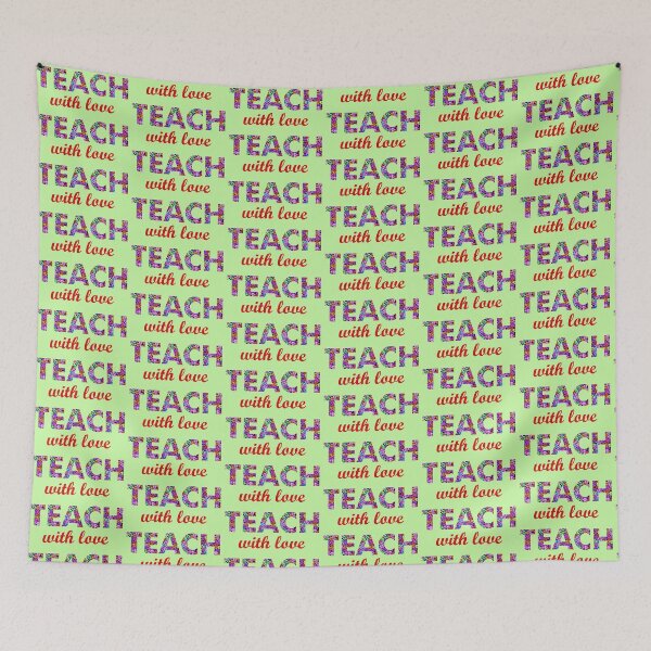 Item preview, Teach with love, colorful hearts with letters designed and sold by Artejuli.