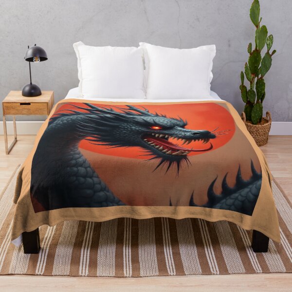 Item preview, Fierce Black Dragon with Fiery Eyes and Red Sun designed and sold by Andrejopt2014.