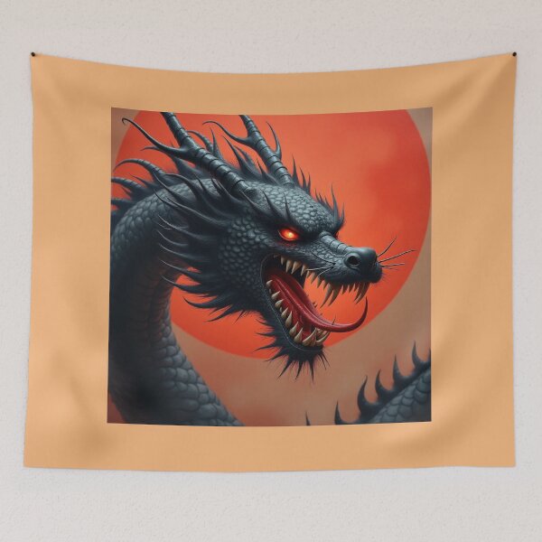 Item preview, Fierce Black Dragon with Fiery Eyes and Red Sun designed and sold by Andrejopt2014.