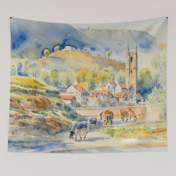 Item preview, High above widecombe2（watercolour + AI） designed and sold by artsmeow.