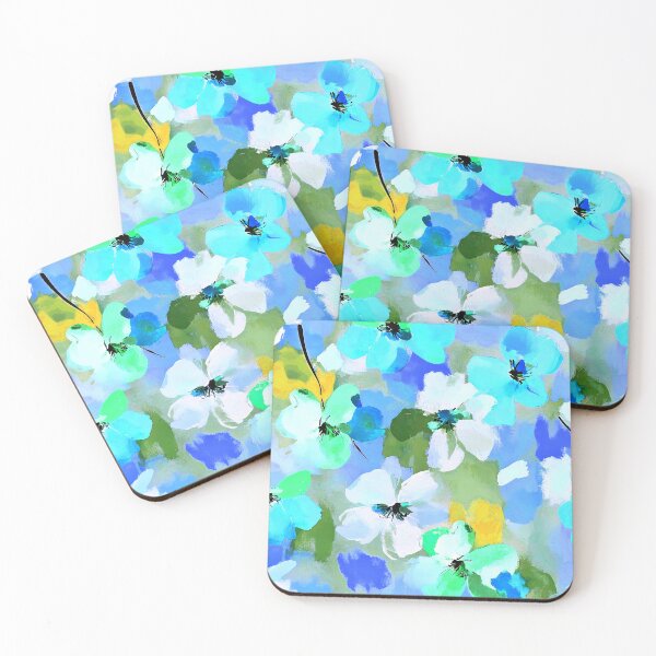 Item preview, Fantasy Fairytale Abstract Flowers In Blue, White, Aqua designed and sold by DEC02.