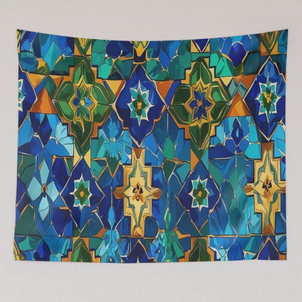 Item preview, A vibrant blanket with intricate tile patterns  designed and sold by BossMeLady.