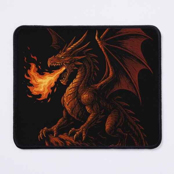 Item preview, Fiery red dragon breathing flames in a bold, dynamic style designed and sold by Nazardes.
