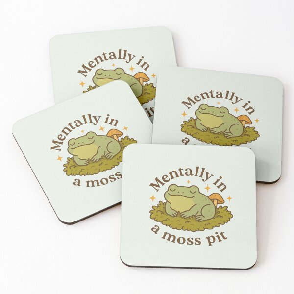 Item preview, Mentally in a Moss Pit – Cozy Frog Sticker for Tired Brains designed and sold by SnugbugStudios.