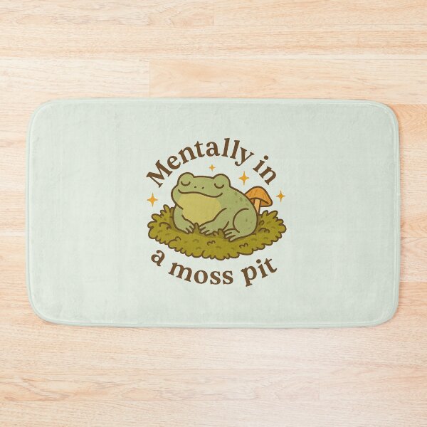 Item preview, Mentally in a Moss Pit – Cozy Frog Sticker for Tired Brains designed and sold by SnugbugStudios.