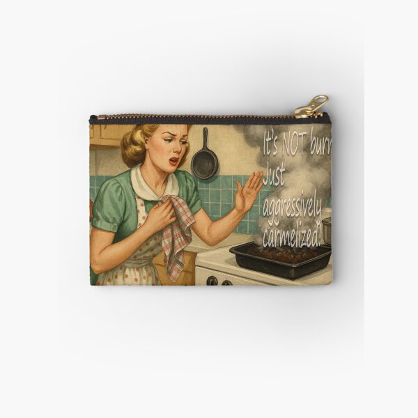 Item preview, “Aggressively Caramelized” – Funny Retro Kitchen Disaster Art designed and sold by Espinoza Creative.