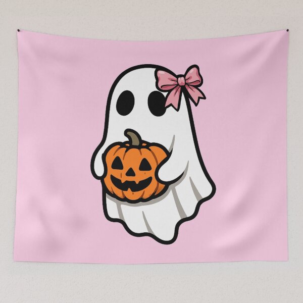 Item preview, Spooky Ghost With Pink Bow designed and sold by FarieArt.