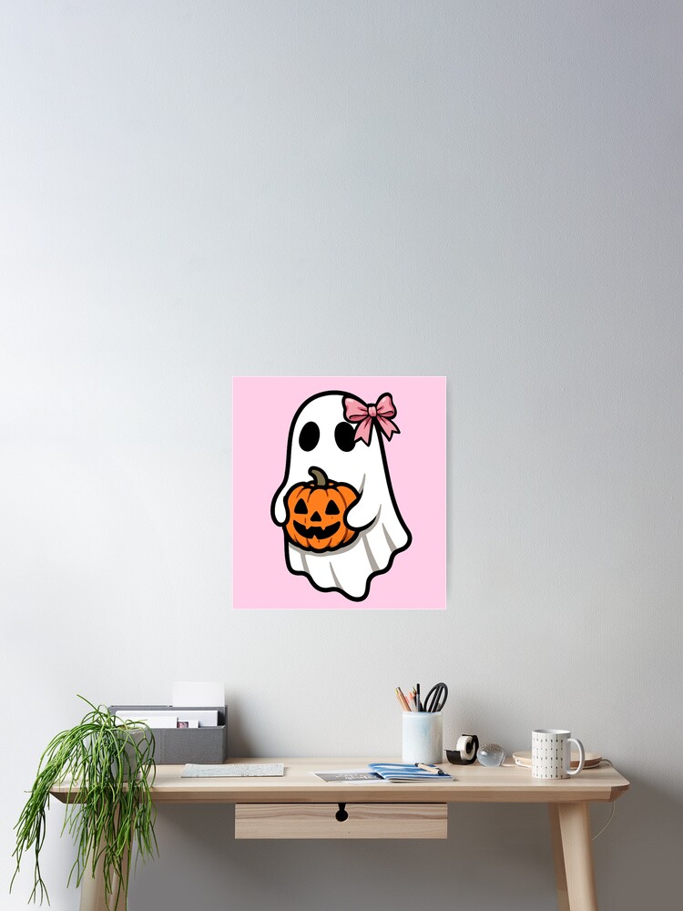 Spooky Ghost With Pink Bow Poster