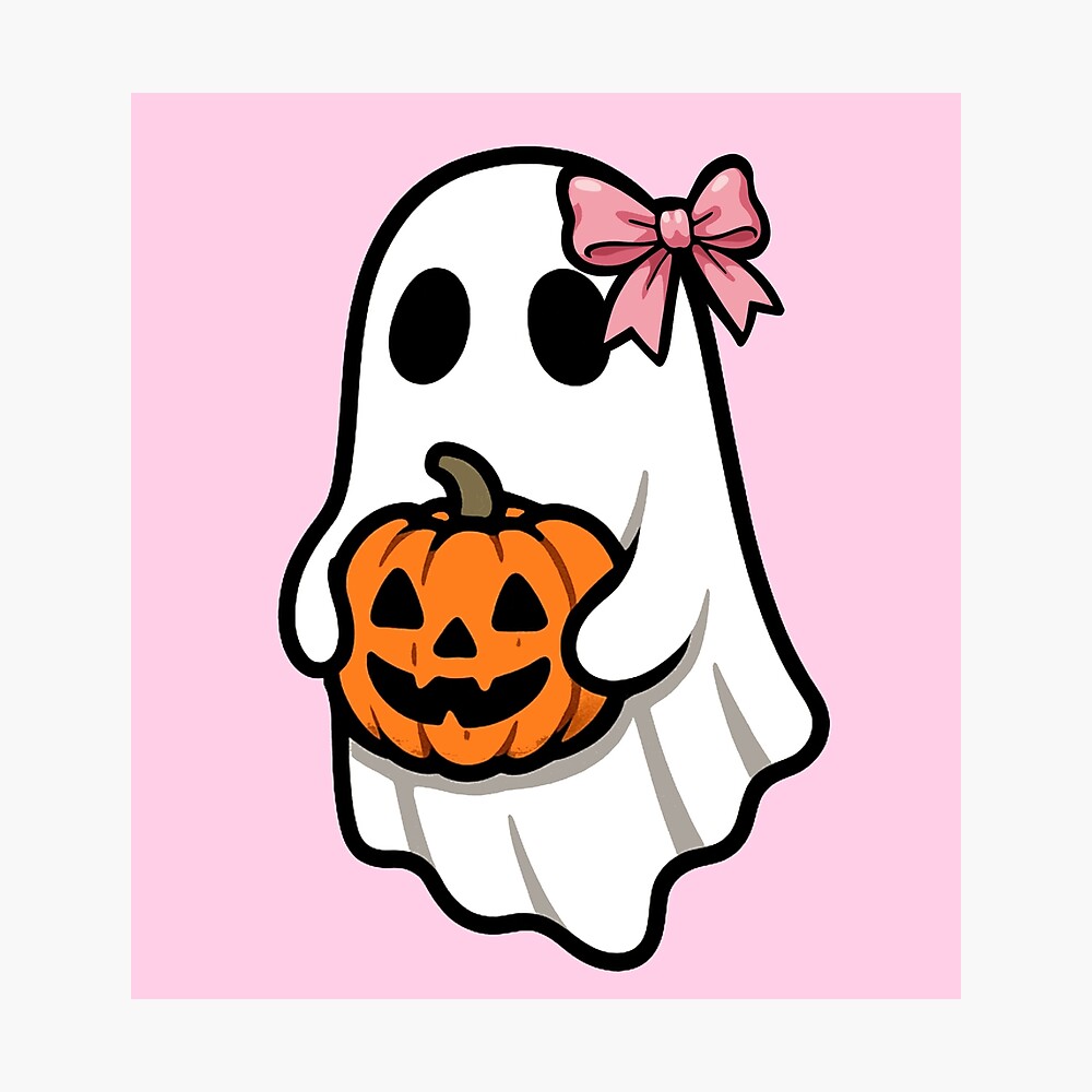 Spooky Ghost With Pink Bow Poster