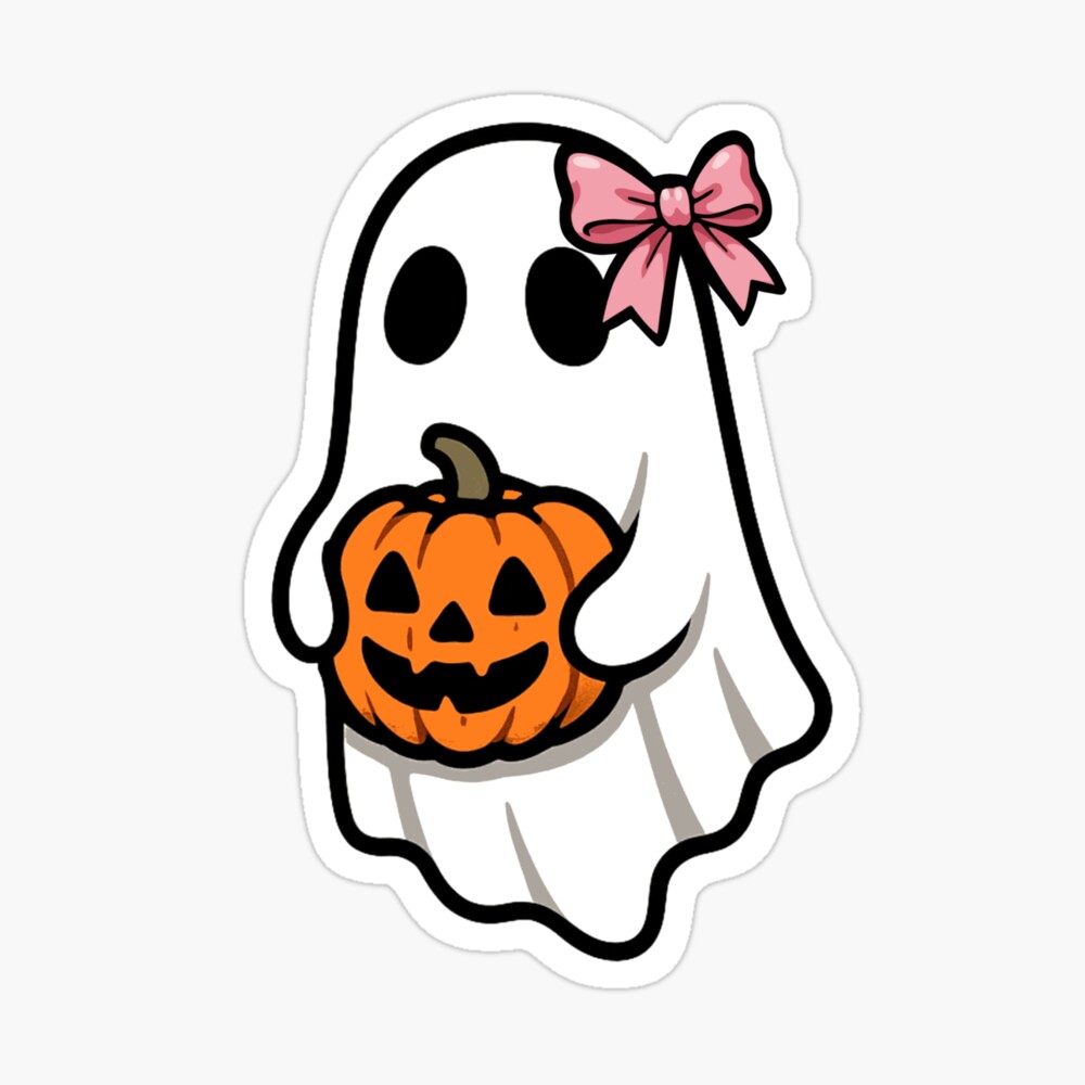 Spooky Ghost With Pink Bow Poster