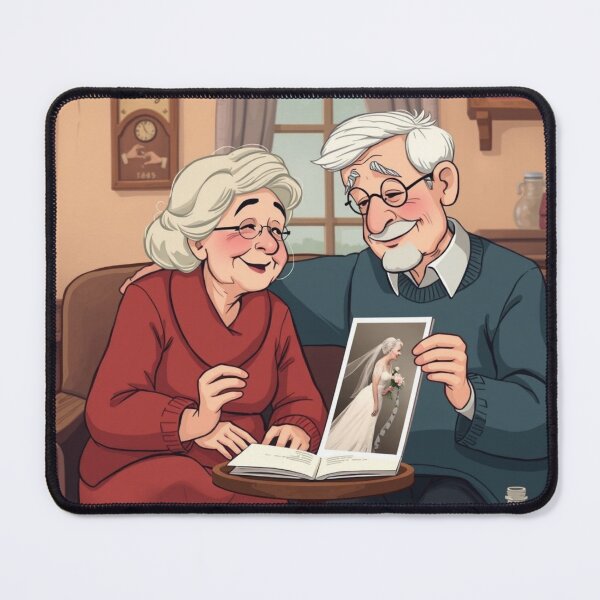 Item preview, Amour éternel – Un couple âgé se remémore son mariage Eternal Love – Elderly Couple Remembering Their Wedding Day designed and sold by Drawingshirts.