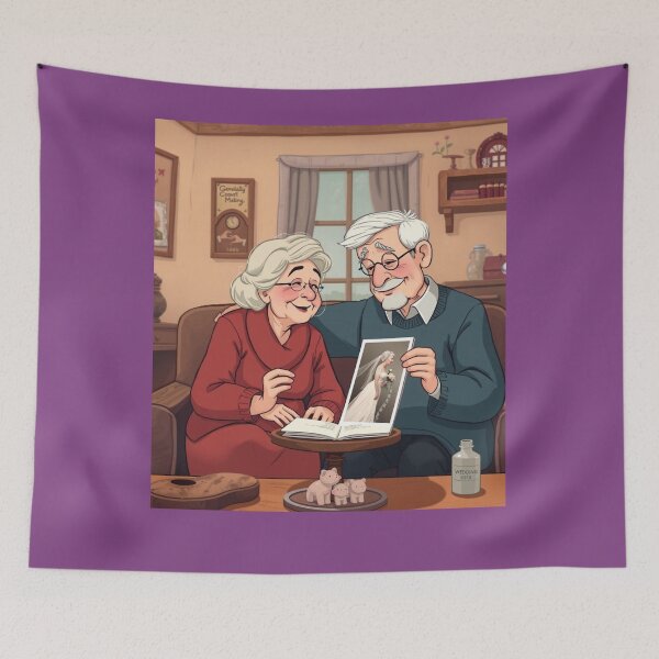 Item preview, Amour éternel – Un couple âgé se remémore son mariage Eternal Love – Elderly Couple Remembering Their Wedding Day designed and sold by Drawingshirts.
