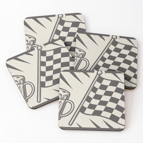 Item preview, Retro Illustration of Beer Mug and Racing Flag with Diagonal Lines designed and sold by Creative88Art.