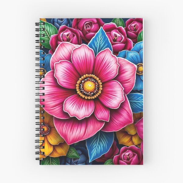 Item preview, Vibrant Floral Design with Pink, Blue, and Yellow Flowers designed and sold by Creative88Art.