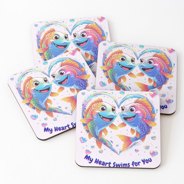 Item preview, Shimmering Love – Fish Couple in a Splashy Heart designed and sold by DariaCraft.
