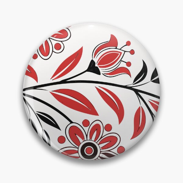 Item preview, Symmetrical Floral Design with Black, Red, and White Color Scheme designed and sold by Creative88Art.