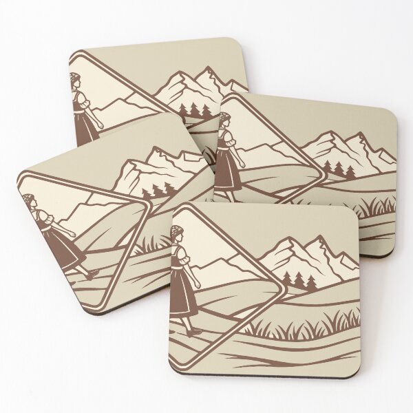 Item preview, Woman in Traditional Attire Walking in Alpine Countryside Scene designed and sold by Creative88Art.