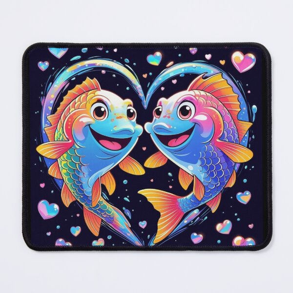 Item preview, Moonlight Swim – Romantic Fish Duo in a Night Sea of Hearts designed and sold by DariaCraft.