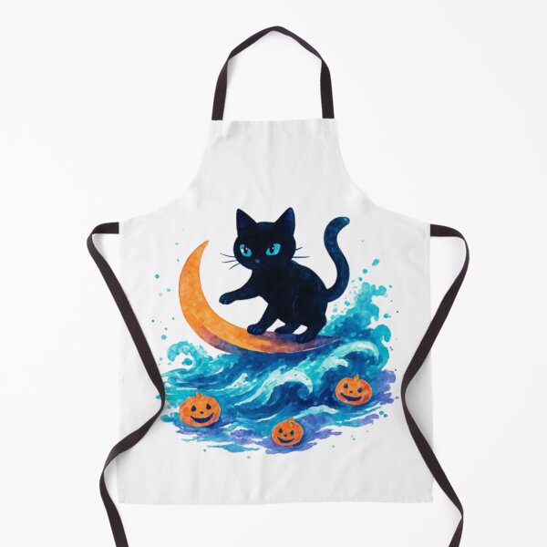 Item preview, Black cat surfing the moon with pumpkins designed and sold by JonysCreativeDesigns.